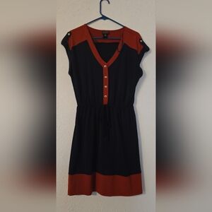 Ladues Enfocus Navy And Burnt Orange Dress